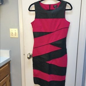 Nicole Miller purple and black dress.